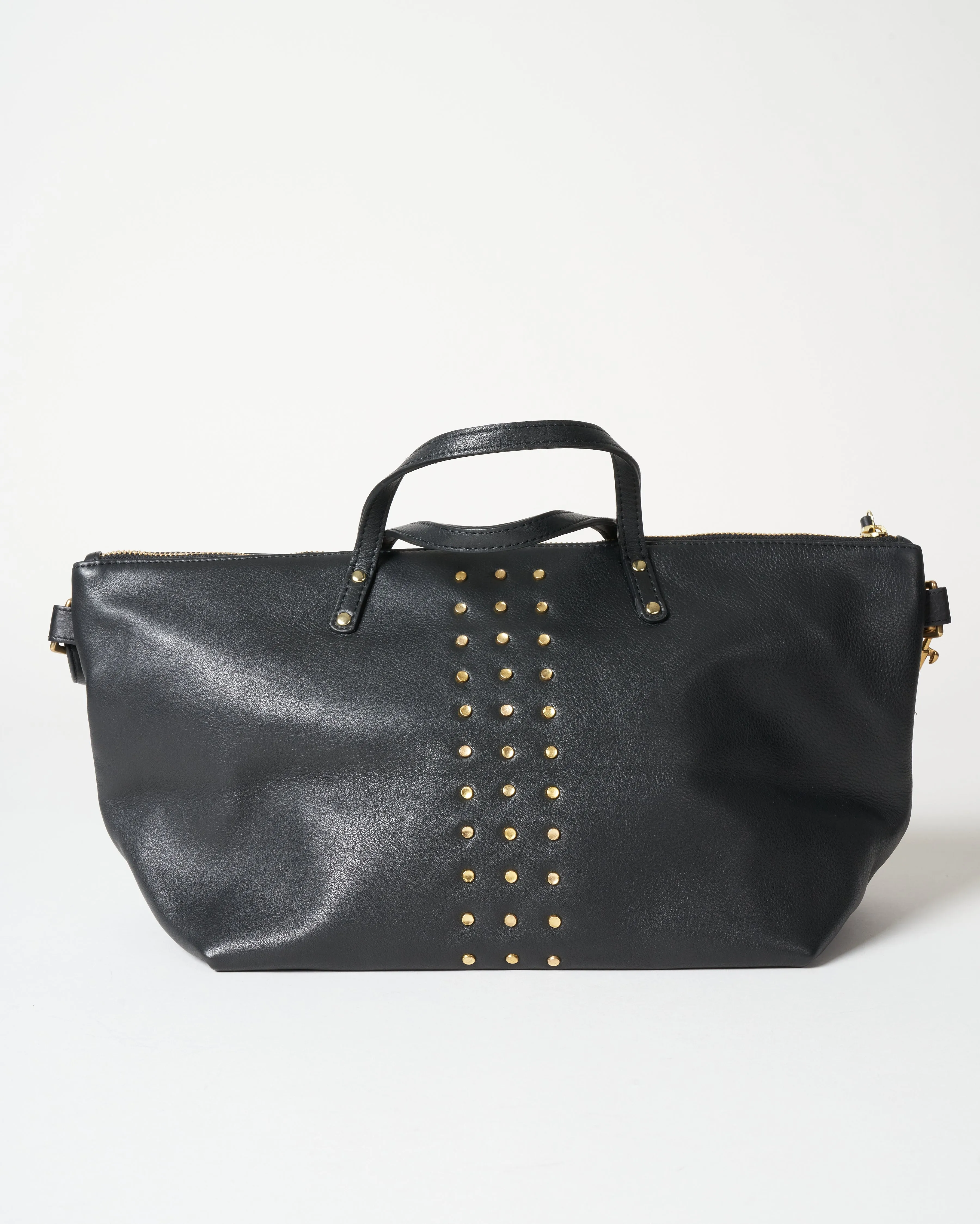 brass stud devon holdall bag - black