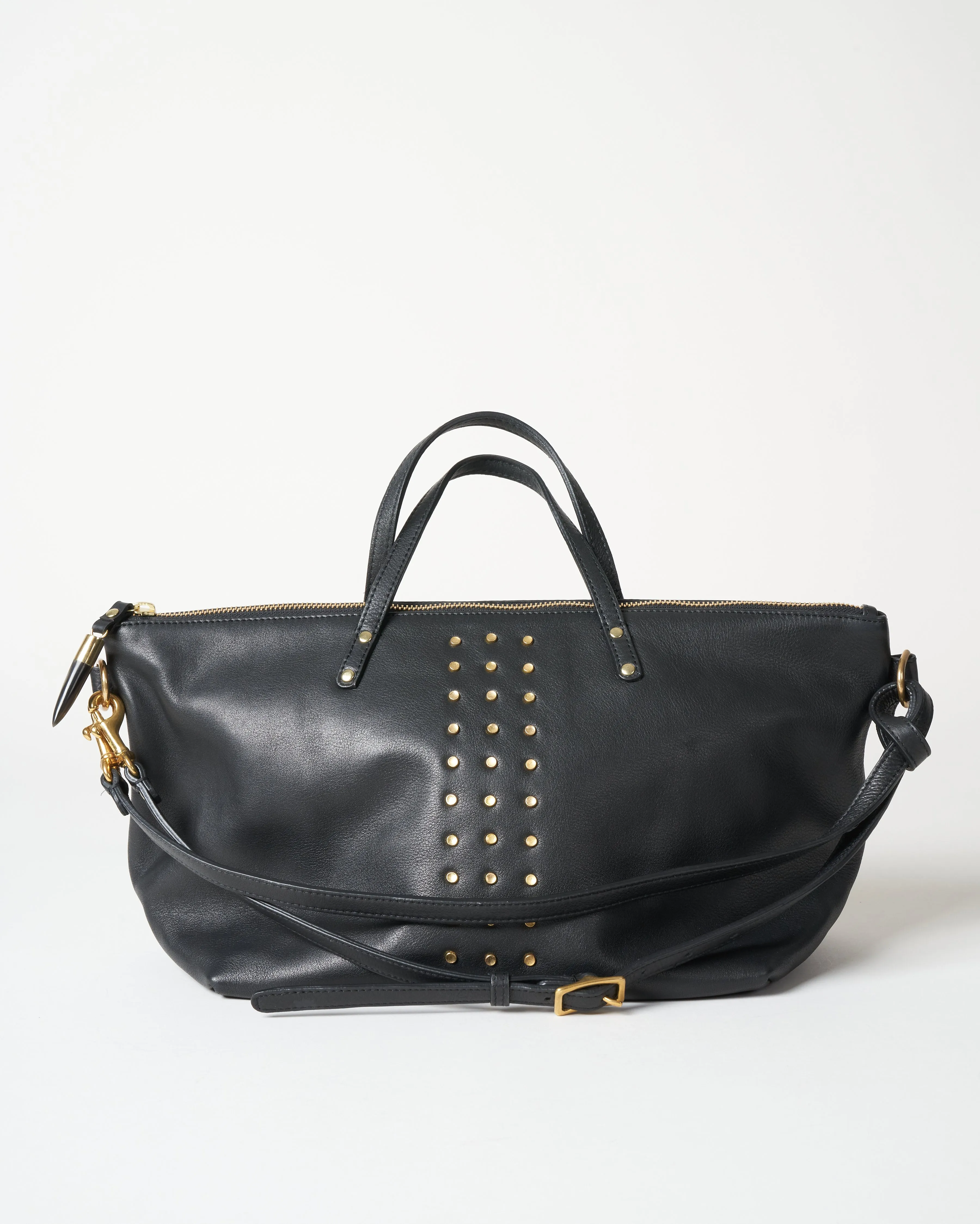 brass stud devon holdall bag - black