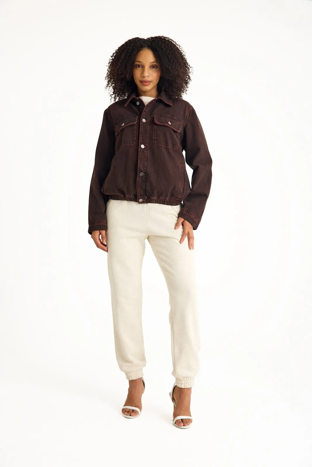 Burgundy Denim Women's Jacket