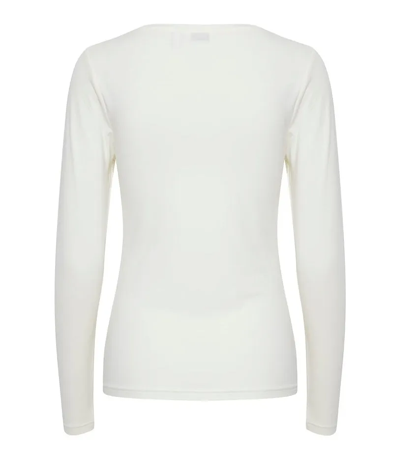 b.young t-shirt da donna manica lunga Pamila 20807594 80115 bianco latte