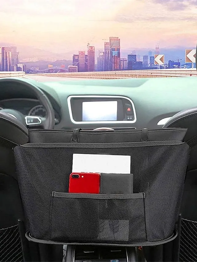 Car Net Pocket Handbag Holder, Durable Car Seat Storage and Handbag Holding Net, Thickened Polyester Fiber Hanging Storage Bag Between Car Seats for Carrier bag, Documents, Phone and More