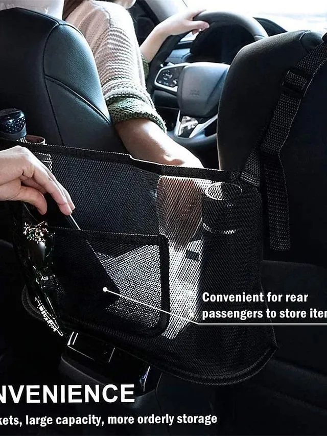 Car Net Pocket Handbag Holder, Durable Car Seat Storage and Handbag Holding Net, Thickened Polyester Fiber Hanging Storage Bag Between Car Seats for Carrier bag, Documents, Phone and More