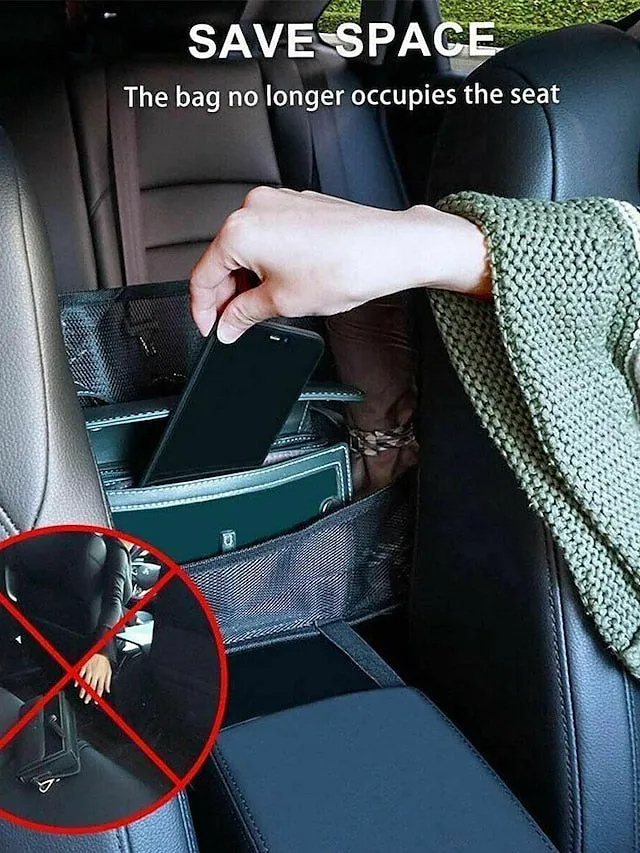 Car Net Pocket Handbag Holder, Durable Car Seat Storage and Handbag Holding Net, Thickened Polyester Fiber Hanging Storage Bag Between Car Seats for Carrier bag, Documents, Phone and More