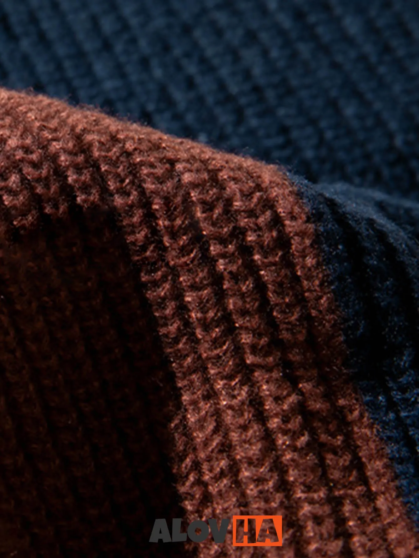 Casual Contrasting Color Knitted Texture Crew Neck Sweater