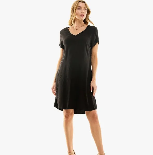 Casual Shirt Dress - Black