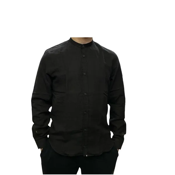 Censured camicia da uomo in lino collo coreana SM3693T LISM90 black