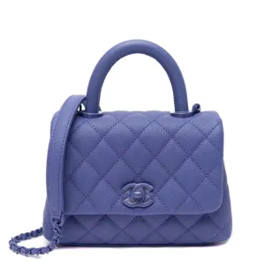 Chanel Purple Caviar Quilted Incognito Extra Mini Coco Handle Flap Bag