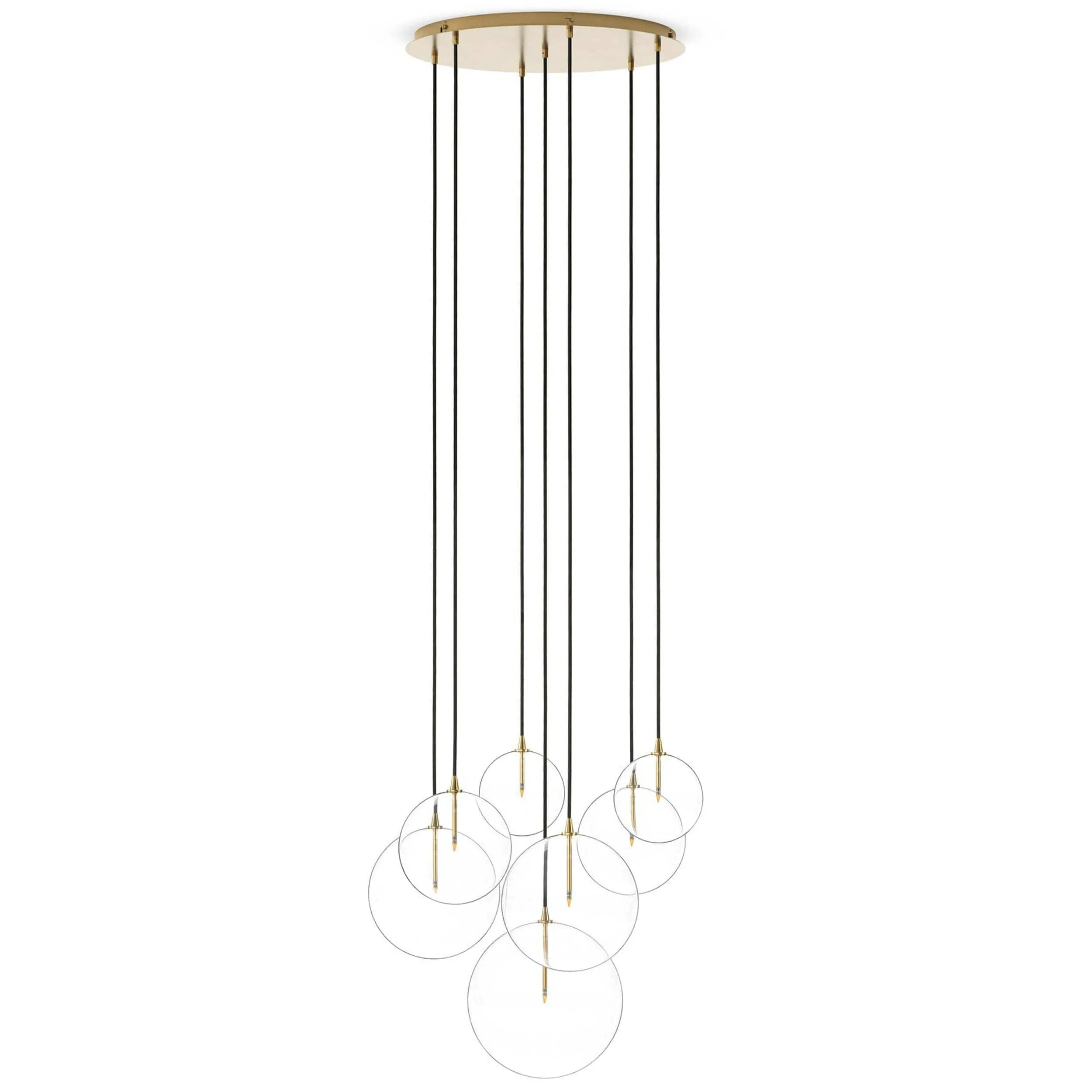 Cluster 7 MIX Chandelier, Burnished Brass