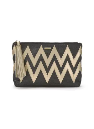 Crete Zigzag Clutch Black/Gold