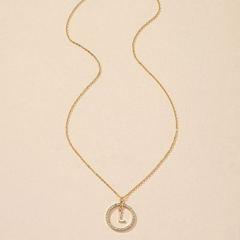 Cross-Border Design Sense Letter Necklace with European Charm