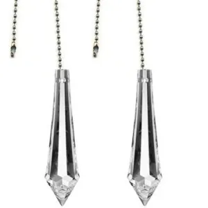 Crystal Fan Pulley 2.5 inches Clear Faceted Icicle Prism Magnificent Brand