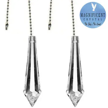 Crystal Fan Pulley 2.5 inches Clear Faceted Icicle Prism Magnificent Brand