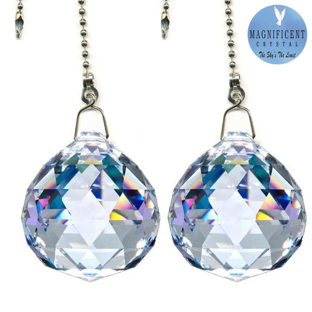 Crystal Fan Pulls 30mm Clear Faceted Ball Prism Magnificent Brand