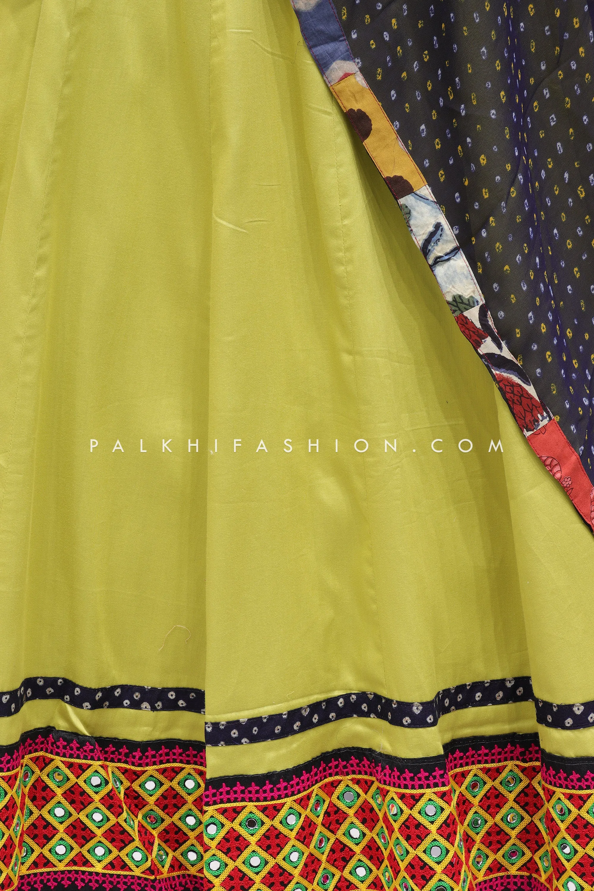 Cyan Green Cotton Navratri Chaniya Choli with Vibrant Embellishments