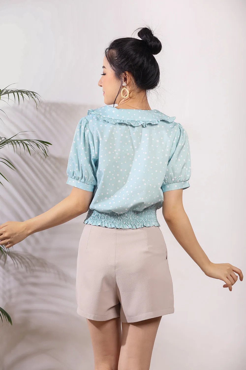 Daniella Polka Dots Top in Mint