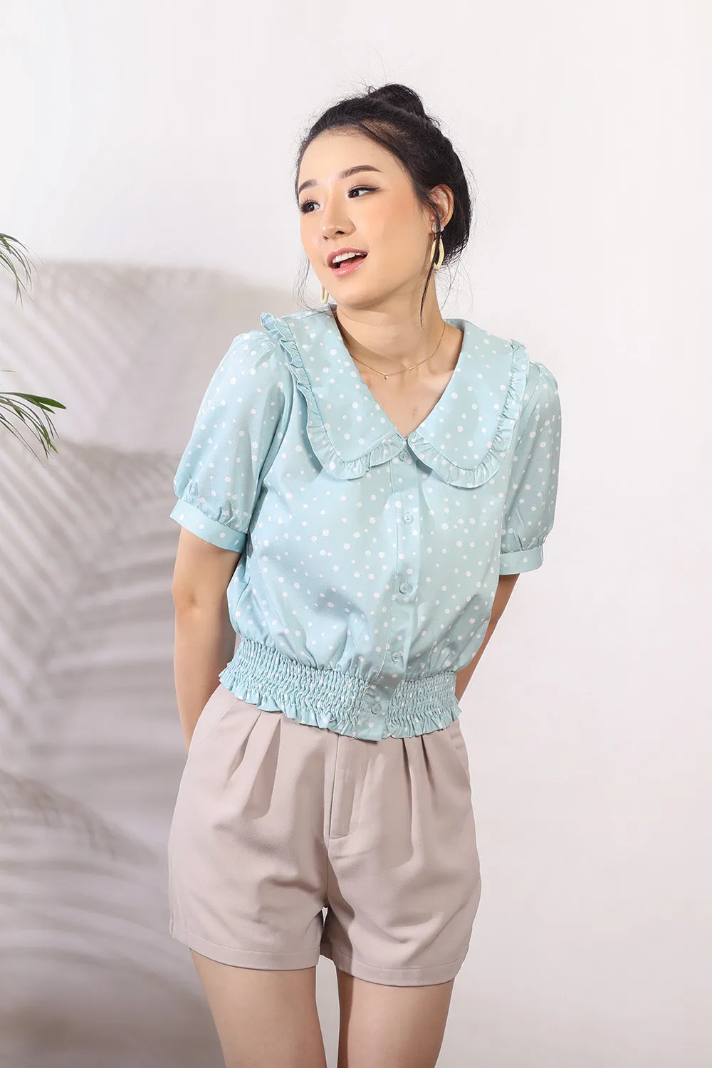 Daniella Polka Dots Top in Mint