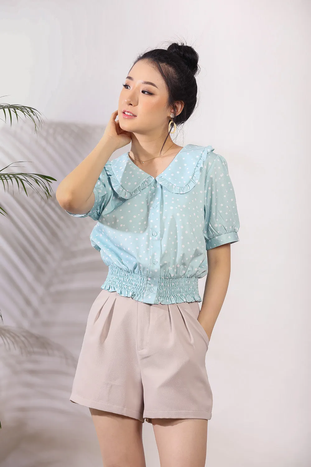 Daniella Polka Dots Top in Mint