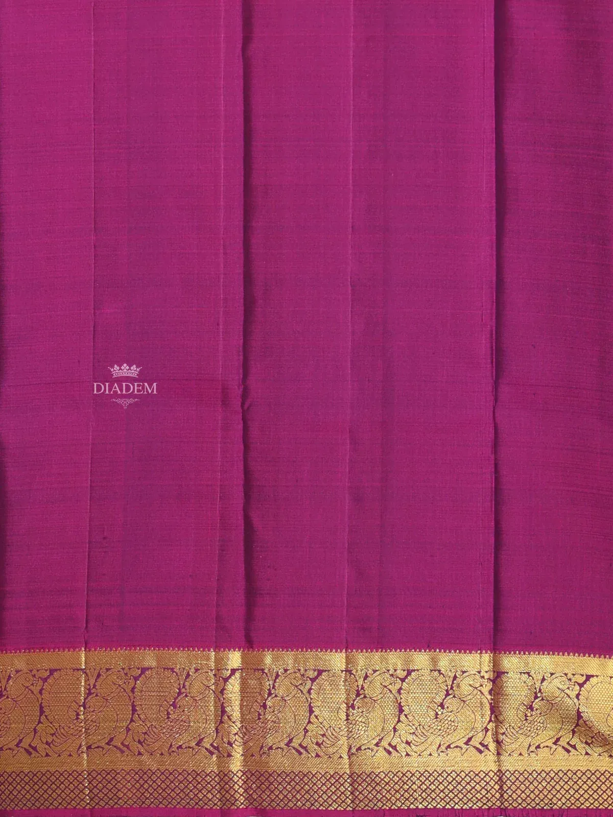 Dark Blue Pure Kanchipuram Bridal Silk Saree with Leaf Motif on the Body with Zari Border