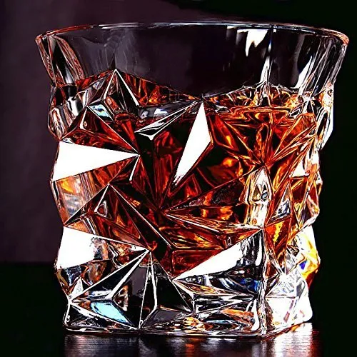 DIAMOND CUT WHISKEY GLASS SET OF 6   FREE PEG MEASURE