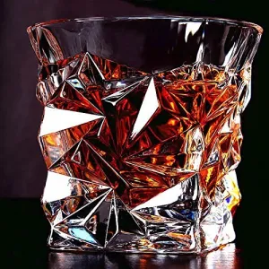 DIAMOND CUT WHISKEY GLASS SET OF 6   FREE PEG MEASURE