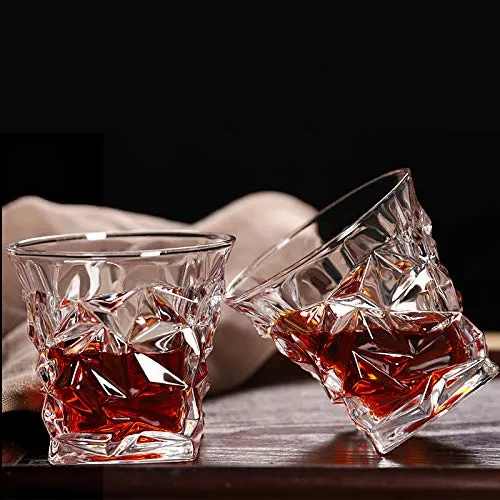 DIAMOND CUT WHISKEY GLASS SET OF 6   FREE PEG MEASURE