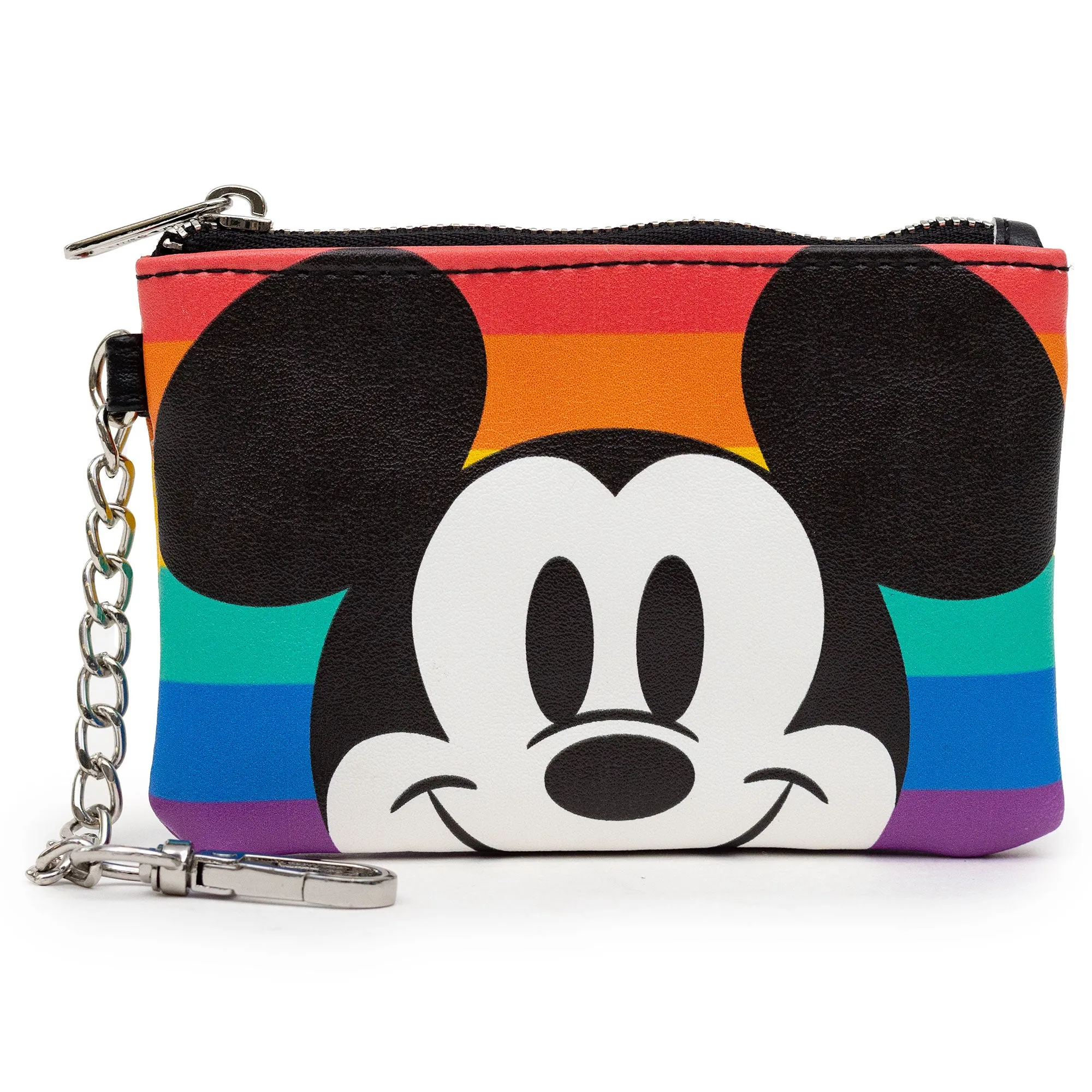 Disney Bag and Wallet Combo, Mickey Mouse Pride Happy Face Close Up, Rainbow Stripe, Vegan Leather