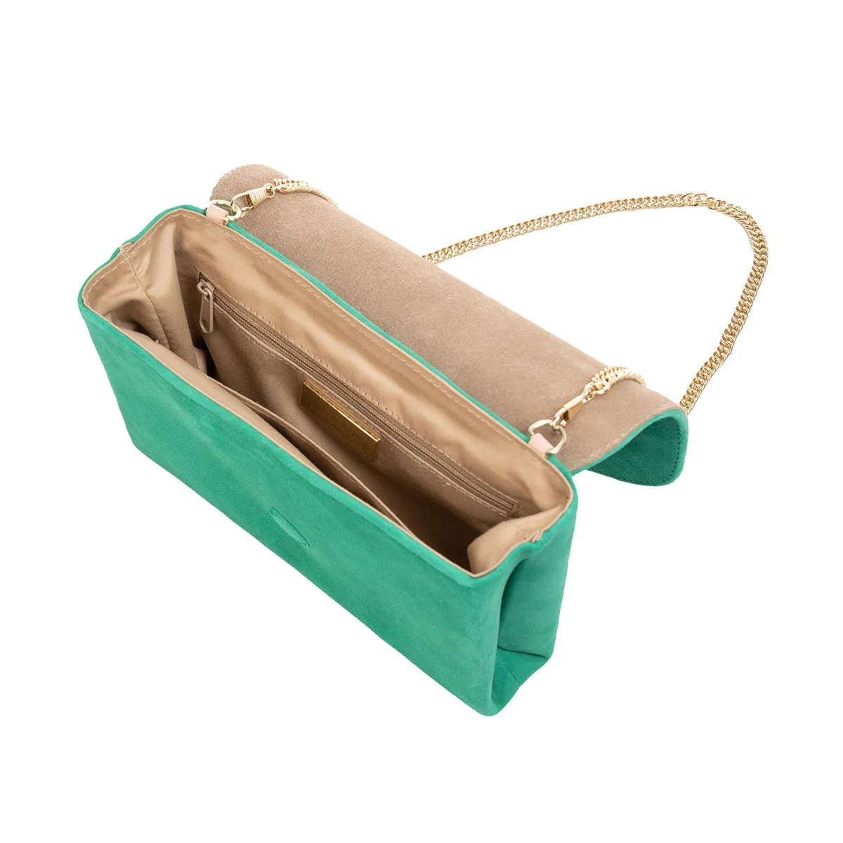 Ellie Clutch Bag - Green Suede