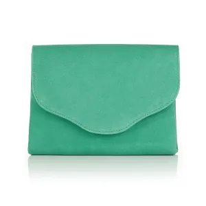 Ellie Clutch Bag - Green Suede