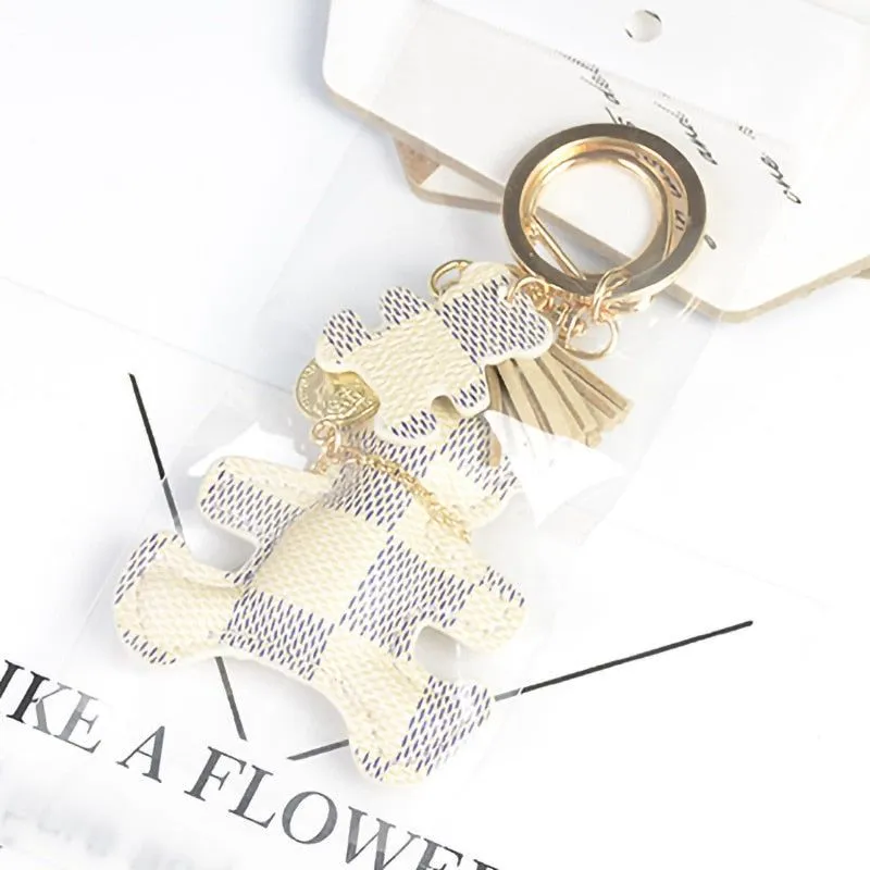 Fashion Cute Bear Keychain Faux Leather