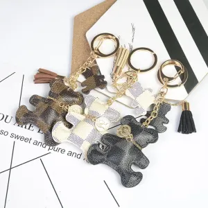 Fashion Cute Bear Keychain Faux Leather