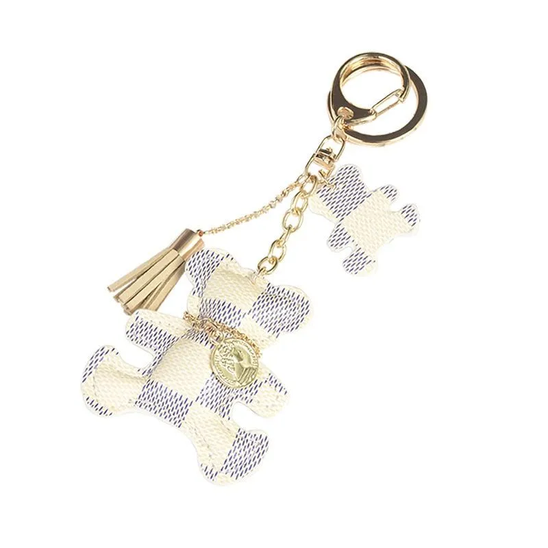 Fashion Cute Bear Keychain Faux Leather