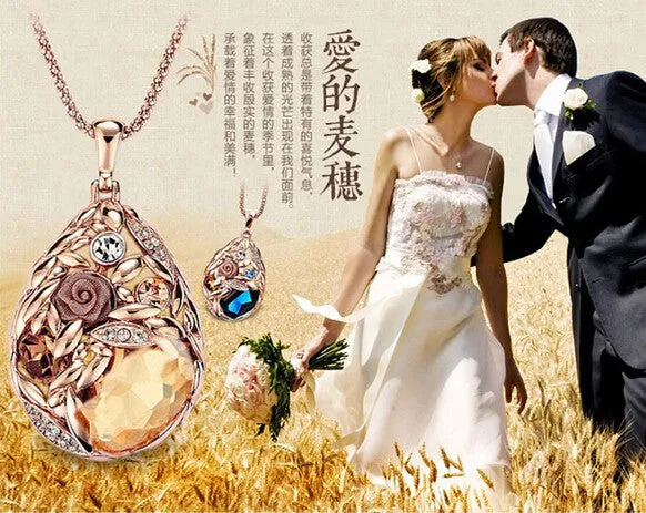 Fashion Long Necklace for Woman Fashion Gold Crystal Statement Colares Femininos Water Drop Collares