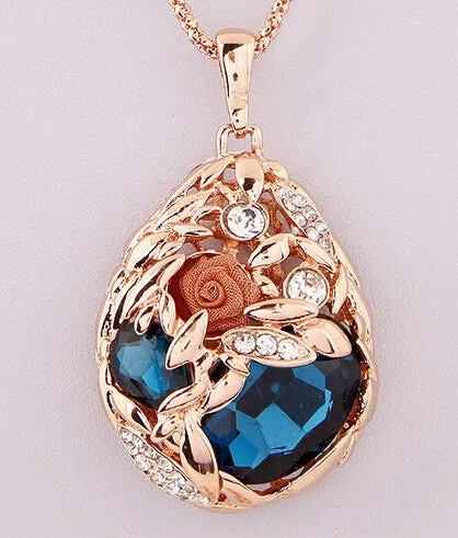 Fashion Long Necklace for Woman Fashion Gold Crystal Statement Colares Femininos Water Drop Collares