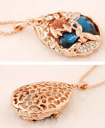 Fashion Long Necklace for Woman Fashion Gold Crystal Statement Colares Femininos Water Drop Collares