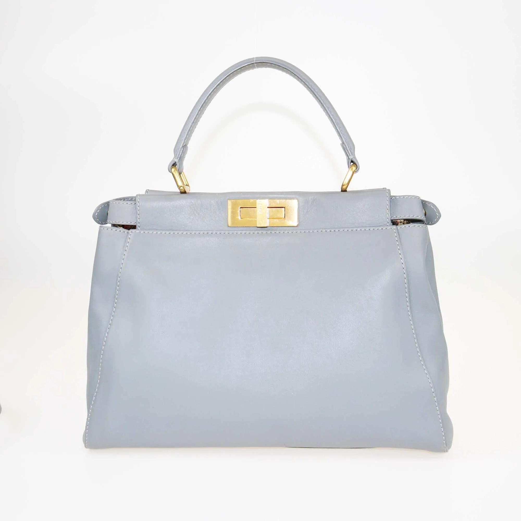 Fendi Grey Regular Peekaboo Top Handle Bag