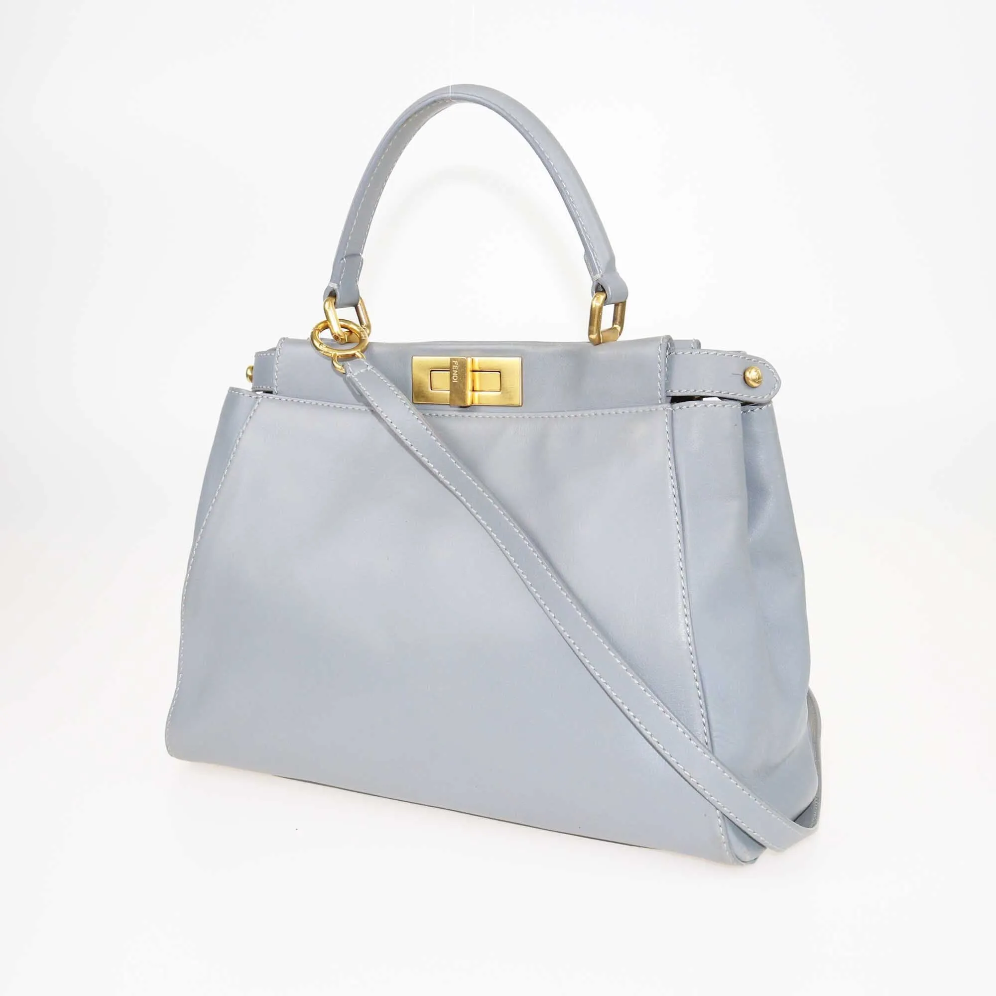 Fendi Grey Regular Peekaboo Top Handle Bag