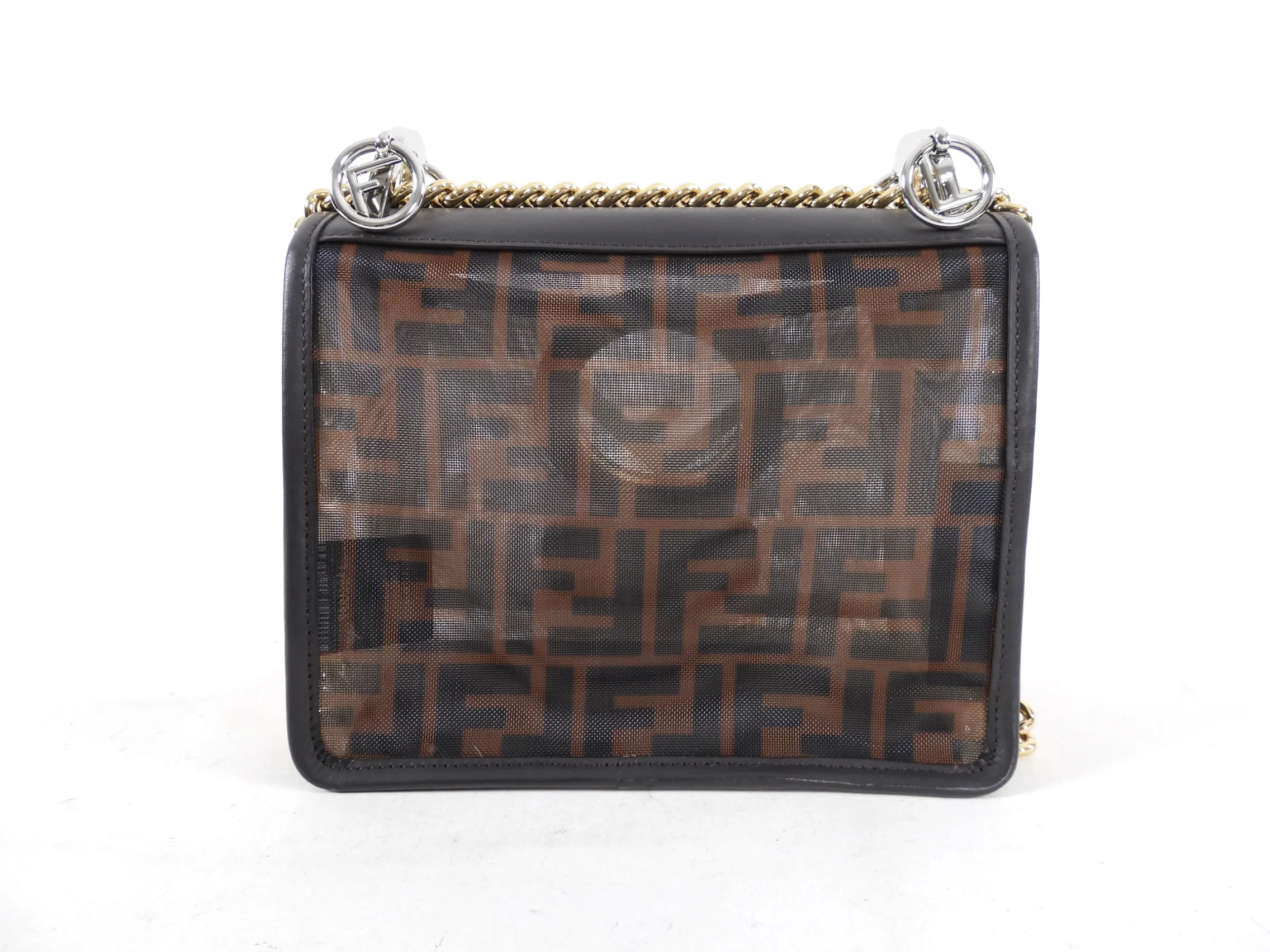 Fendi Kan I Zucca Logo Mesh Chain Strap Bag