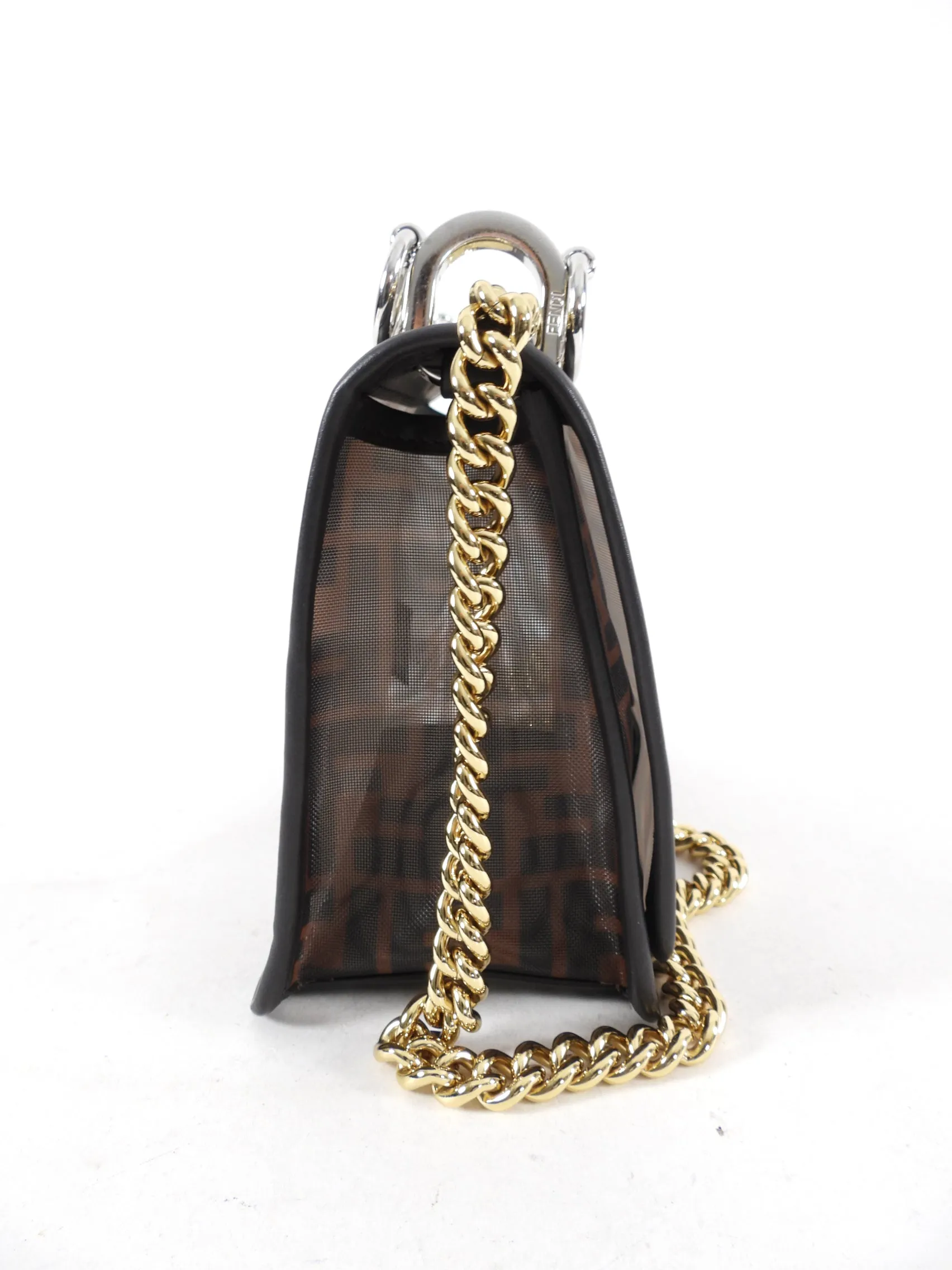 Fendi Kan I Zucca Logo Mesh Chain Strap Bag