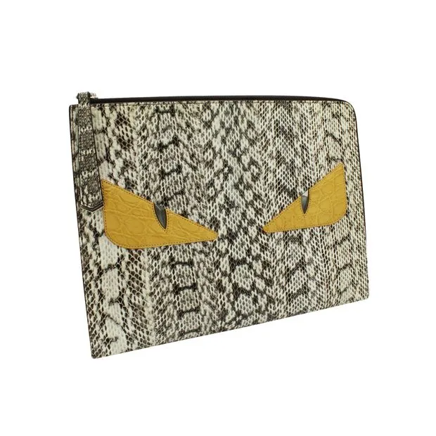 FENDI Snakeskin Monster Eyes Clutch