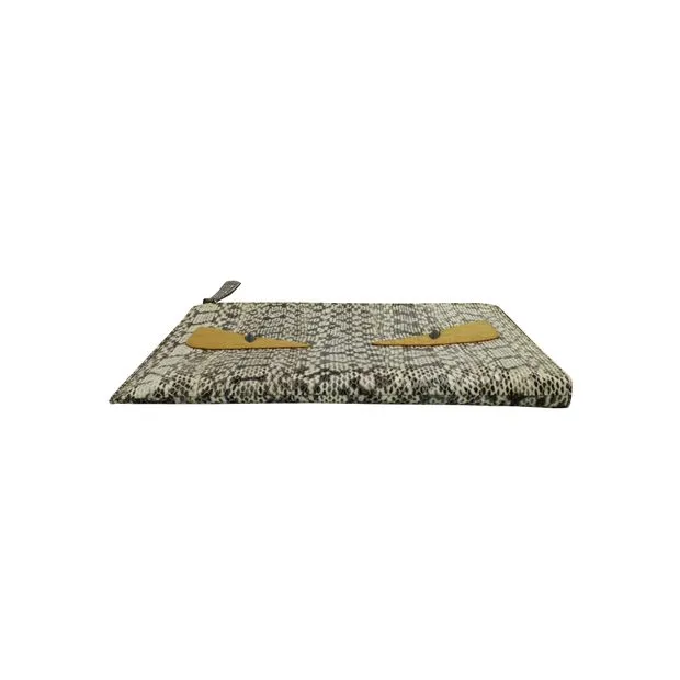 FENDI Snakeskin Monster Eyes Clutch