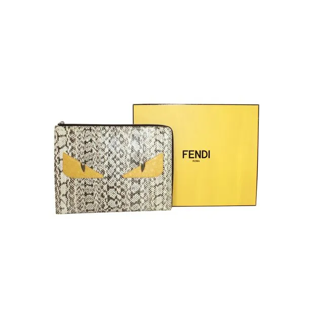 FENDI Snakeskin Monster Eyes Clutch