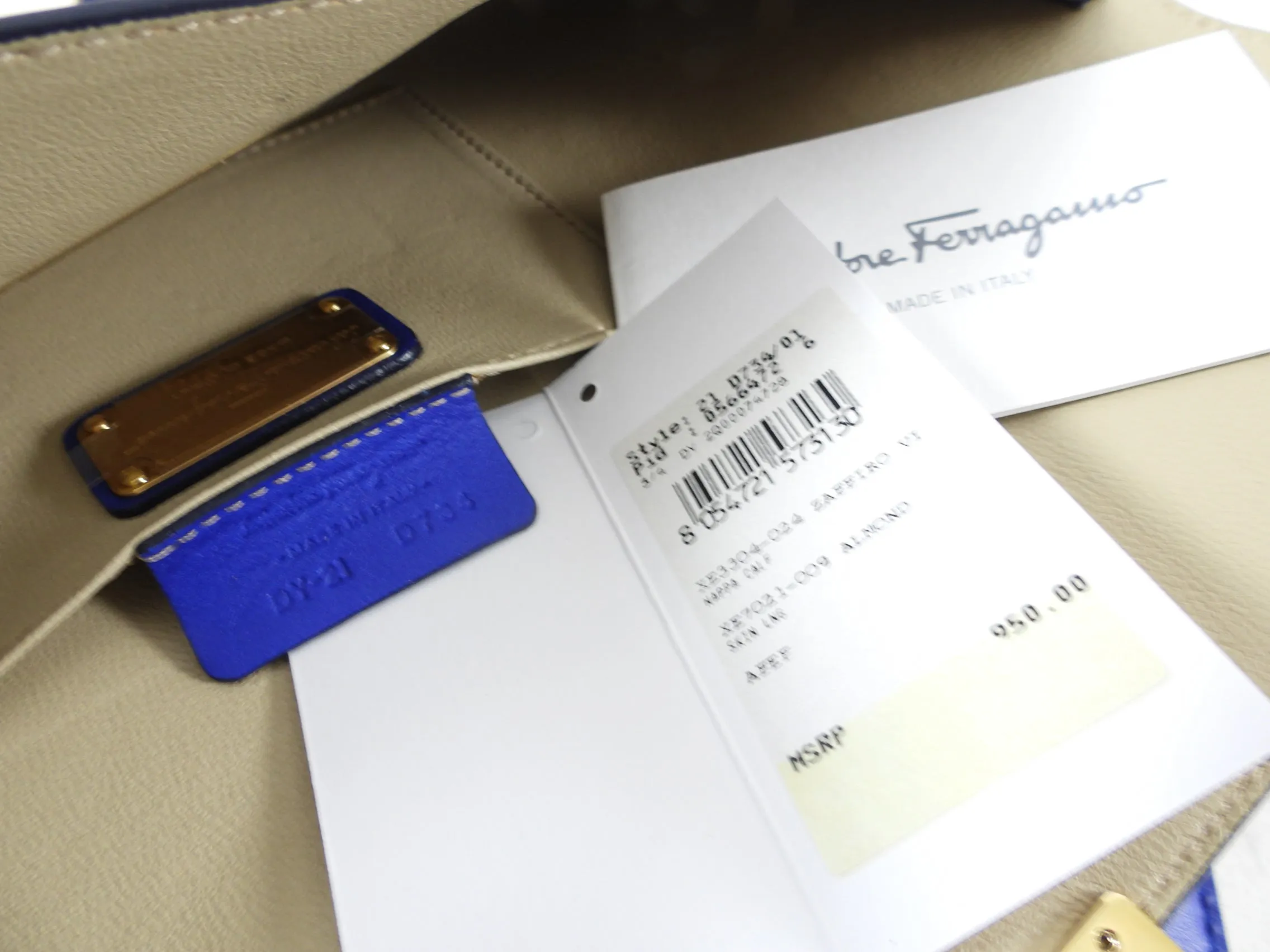 Ferragamo Cobalt Blue Afef Leather Wristlet Clutch Bag