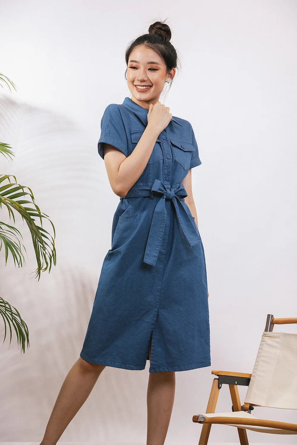 Ferya Denim Dress in Dark Wash no
