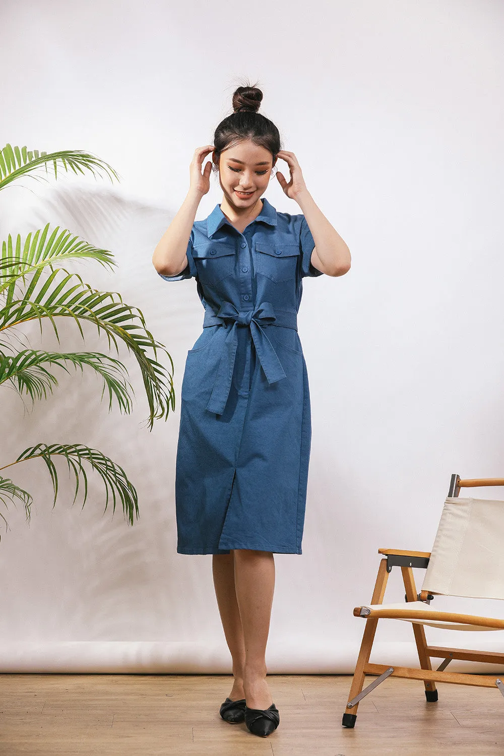 Ferya Denim Dress in Dark Wash no