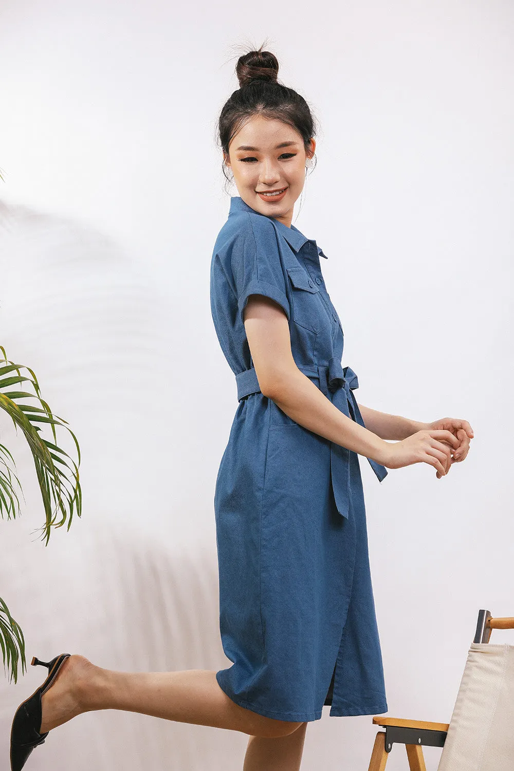 Ferya Denim Dress in Dark Wash no
