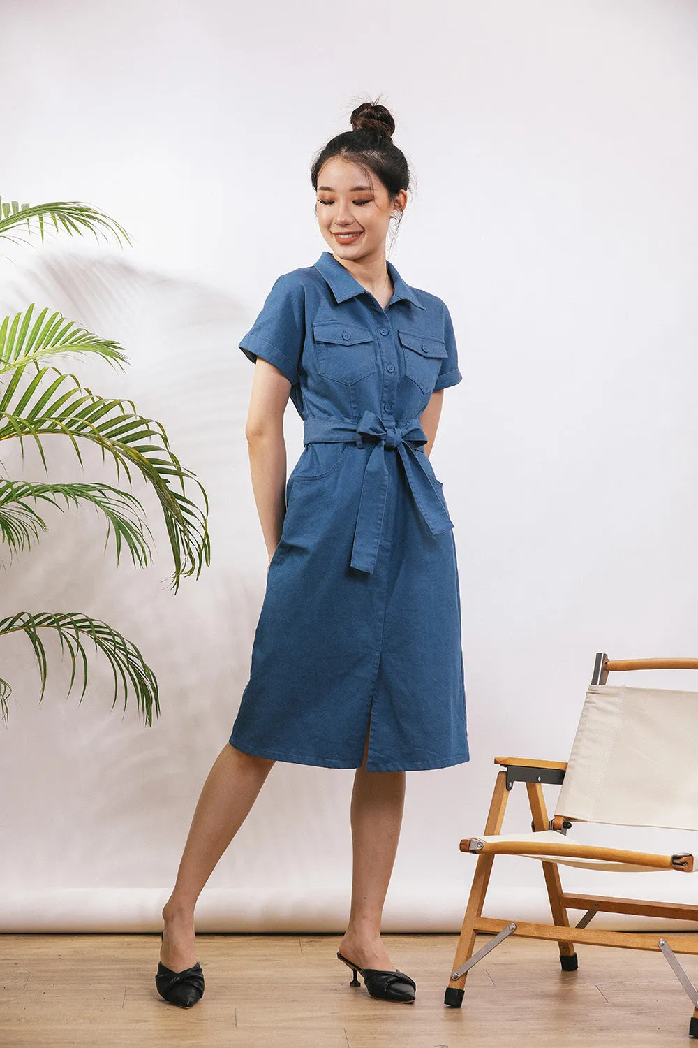 Ferya Denim Dress in Dark Wash no