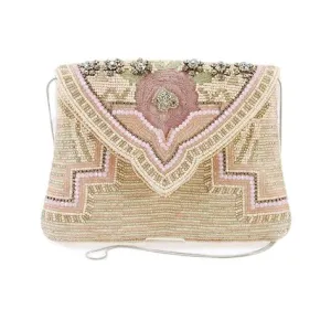 Floral Enchantment Beaded Embroidered Handbag