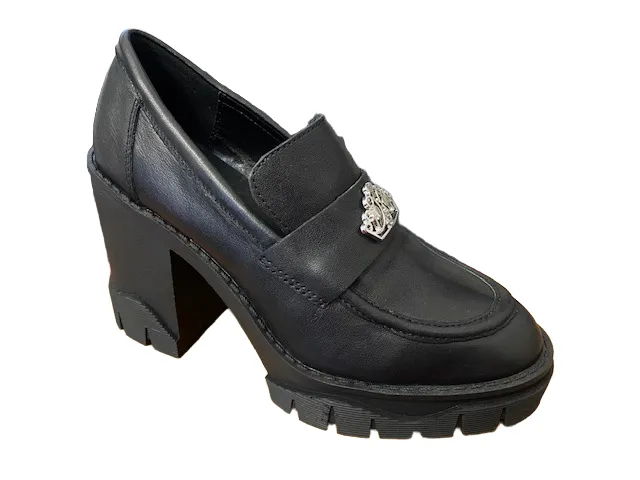 Fornarina Mocassino da donna con tacco Lisbona 7 black