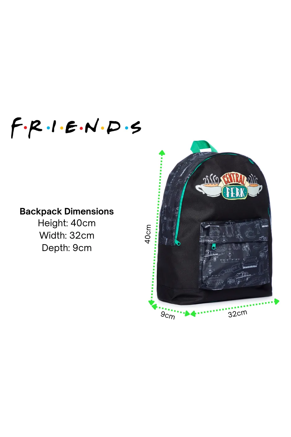 Friends Children's Women's New York City School Work Travel Bag Rucksack Backpack Fits A4 Files