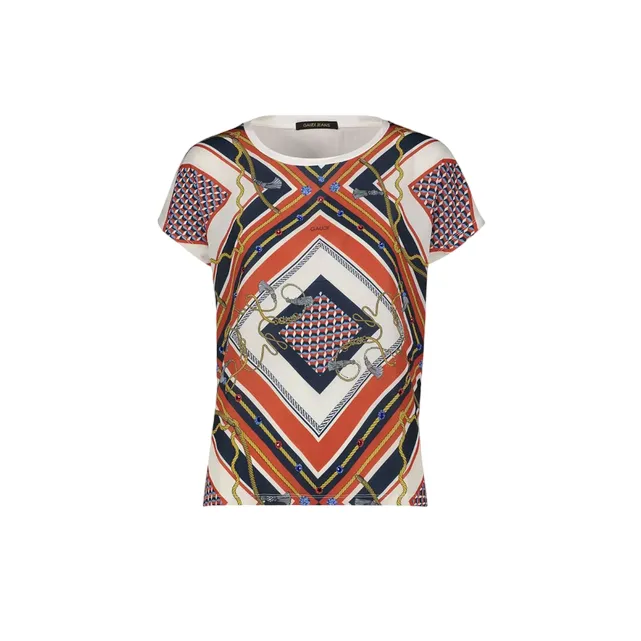 Gaudì maglietta manica corta da donna con stampa 411BD64009 bianco fantasia